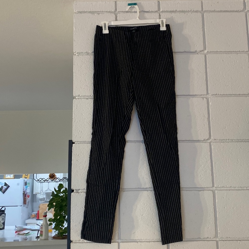 Who What Wear Womens Pants 4 Black Pinstripe Stretch Elastic Waist Skinny Leg